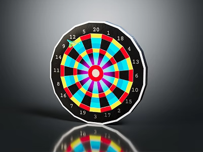Wall Mounted Dartboard Cabinet With Colorful Target And Numbered Sections 3d model