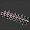 3D Toy Bridge Model With Road Street Lights And Piers Design