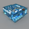Blue Cookie Exhibition Booth With Cloud Decor Branch Elements And Product 3d model