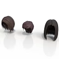Three Brown Wig Mannequin Heads With Different Hairstyle Lengths And Textures