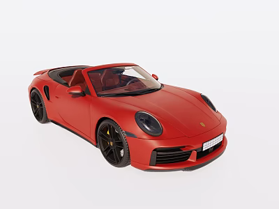 Red Convertible Sports Car Stylish Exterior Design With Black Wheels And Open Top 3d model