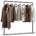 Stylish Hangers Holding Neutral Tones Coats And Shirts In Modern Wardrobe