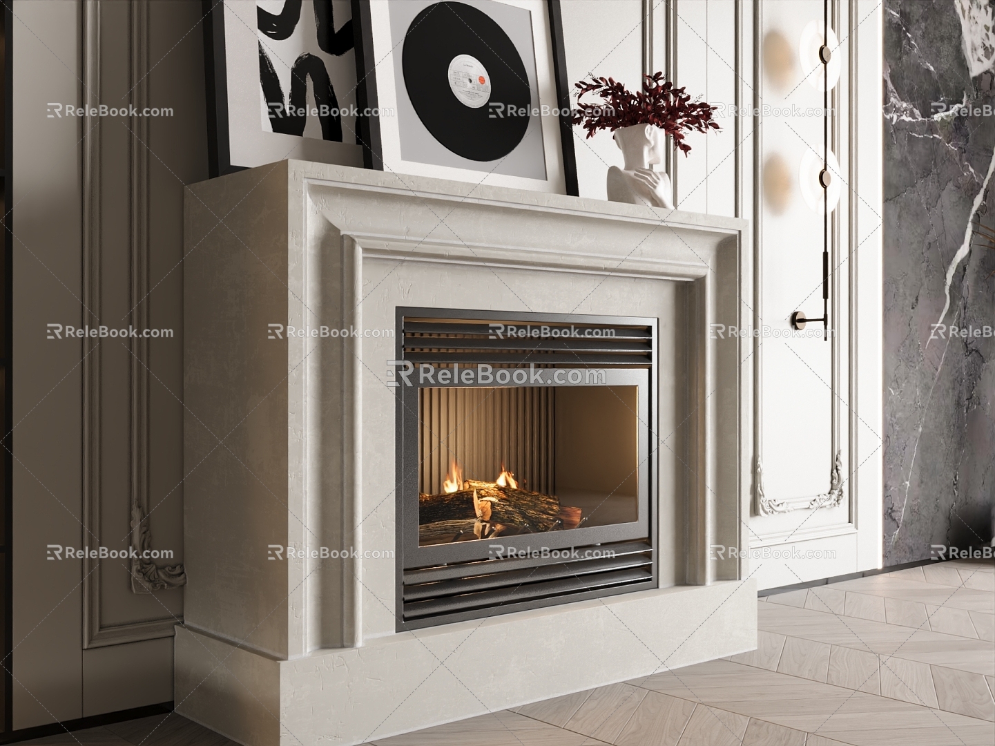 modern fireplace stove 3d model