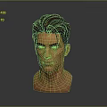 Realistic Man 3D Head Model with Brown Hair and Detailed Facial Features