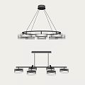 Modern Chandelier With Multiple Circular Lighting Rings And Sleek Metal Structure Design 3d model
