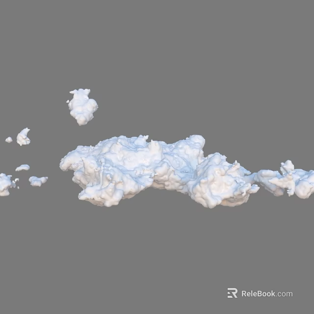 White Fluffy Clouds Formation On Gray Background With Soft Edges And Texture 3d model 