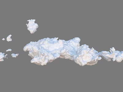 White Fluffy Clouds Formation On Gray Background With Soft Edges And Texture 3d model