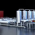 Industrial Equipment Setup With Piping Networks Storage Tanks And Control Valves