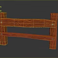 Orange Wooden Fence Structure with Horizontal Planks Wood Grain and Metal Bolts