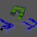 3D Models of Wooden Archway Pavilions with Three Different Structures Roofs and Steps