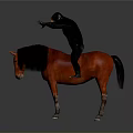Man Riding Red Horse With Black Mane And Tail On White Background