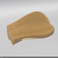 Creative Modern Abstract Sofa With Wooden Striped Design And Curved Unique Shape 3d model