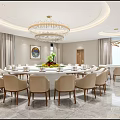 Luxurious Private Dining Room With Round Table And Chandelier 3d model
