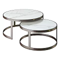 Modern Nesting Round Coffee Tables With Metal Frame And Smooth Stone Top 3d model