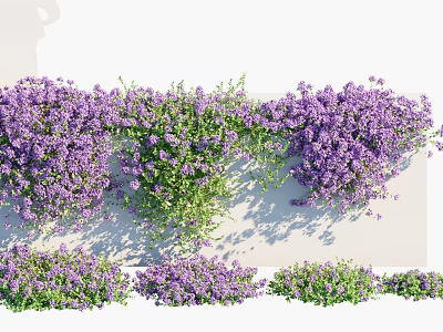 Lush Green Wall With Vibrant Purple Flowers And Foliage For Interior Decoration 3d model