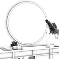 Round Gold Frame Mirror Decorative Wall Art With Wooden Cabinet Candles And Pampas Grass