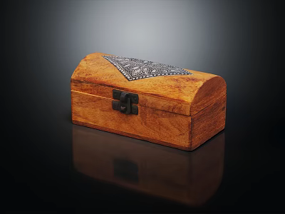 Wooden Decorative Box With Intricate Carved Pattern And Metal Clasp Design 3d model