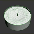 White Round Candle With Red Wick In Silver Container On Gray Background