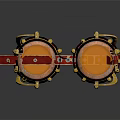 Vintage Steampunk Goggles With Red Strap Gold Accents And Copper Lenses