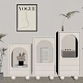 Stylish White Dressers With Arched Doors Grid Windows And Round Support Legs