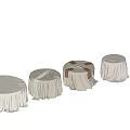 Round Dining Table Showcasing White Draped Tablecloth With Tied Details And Multiple Size Options