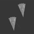 Two Triangular Sci Fi Spaceship Models With Detailed Gray Metallic Structure