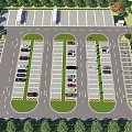 Aerial View of Well Structured Parking Lot With Multiple Zoned Spaces And Surrounding Trees