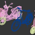 Various Stylish Motorcycles With Scooter Designs Black Seats And Mirrors On Gray Background