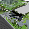 Modern Sales Office Building Design With Curved Roof Landscaped Gardens And Water Features