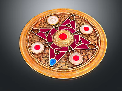 Clothing Decorative Accessory With Circular Star Pattern Gold Border Red Blue Details 3d model