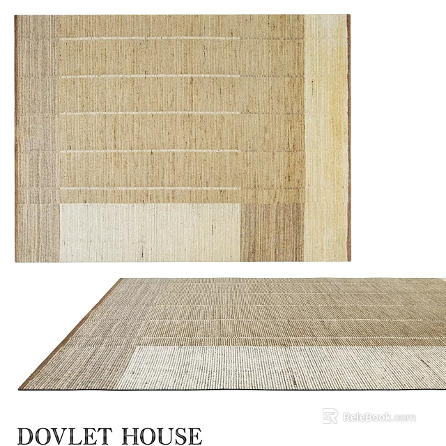 Square Rug With Natural Tones Woven Texture And Geometric Pattern Design 3d model 