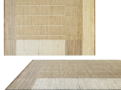 Square Rug With Natural Tones Woven Texture And Geometric Pattern Design 3d model
