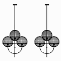 Modern Transparent Glass Sphere Chandelier With Golden Metal Frame And Dark Wall Background