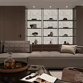 Elegant Modern Living Dining Room Interior With Marble Wall Chandelier And Sofa