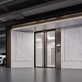 Modern Parking Garage Entrance With Glass Doors And Marble Walls Design