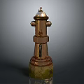 Rusty Fire Hydrant With Silver Top Mossy Base And Vertical Nozzles Structure