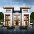 Elegant Modern Detached Villa Exterior Design With Stone Facade Large Windows And Landscaped Garden
