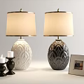 Decorative Table Lamps White And Black Leaf Patterned With Candlesticks And Photo Frames 3d model