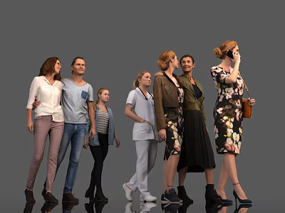 Diverse Group Of People Of Various Ages In Different Clothing Styles Standing Together 3d model