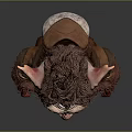 3D Cartoon Fantasy Goblin Character With Large Ears Furry Beard Red Hands And Feet