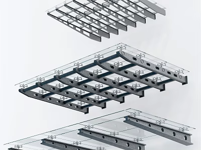 Modern Glass Canopy Structure With Metal Grid Frame And Transparent Panels 3d model