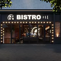 Modern Industrial Grill Restaurant With Open Layout Wooden Tables Bar Counter And Hanging Lights