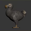 Dodo Bird 3D Model In Standing Pose With Gray Feathers Yellow Beak And Orange Feet