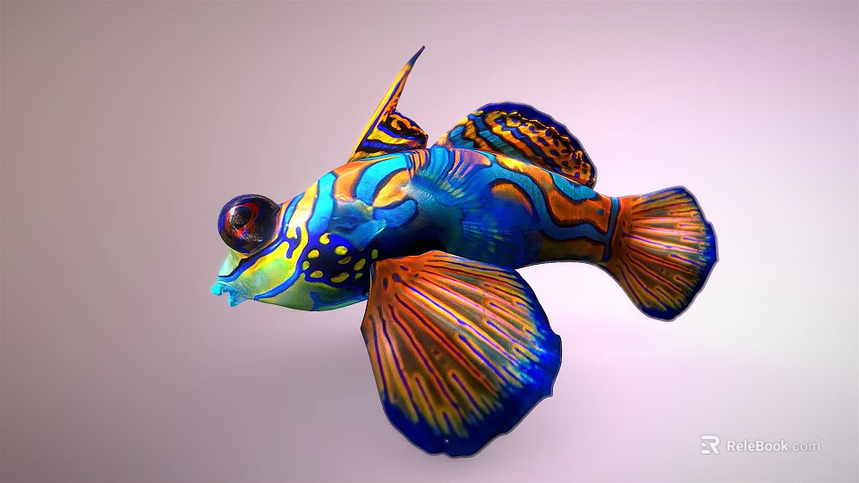 Vibrant Tropical Fish With Blue Orange Yellow Colors Intricate Patterns And Colorful Fins And Tail 3d model 