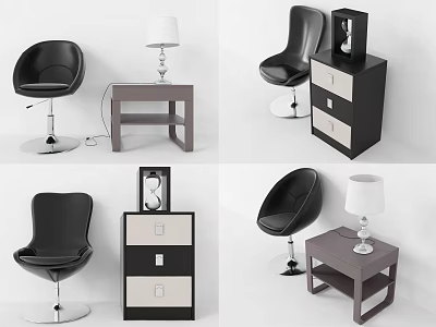 Modern Interior Design With Entryway Cabinet And Side Cabinet Drawers Table Lamp Clock Black Chairs 3d model
