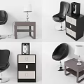 Modern Interior Design With Entryway Cabinet And Side Cabinet Drawers Table Lamp Clock Black Chairs