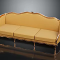 Luxury Yellow Sofa Featuring Ornate Gold Frame Curved Edges and Elegant Design