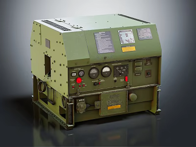 Green Industrial Equipment With Control Panel Display Panels Gauges Buttons And Indicators 3d model