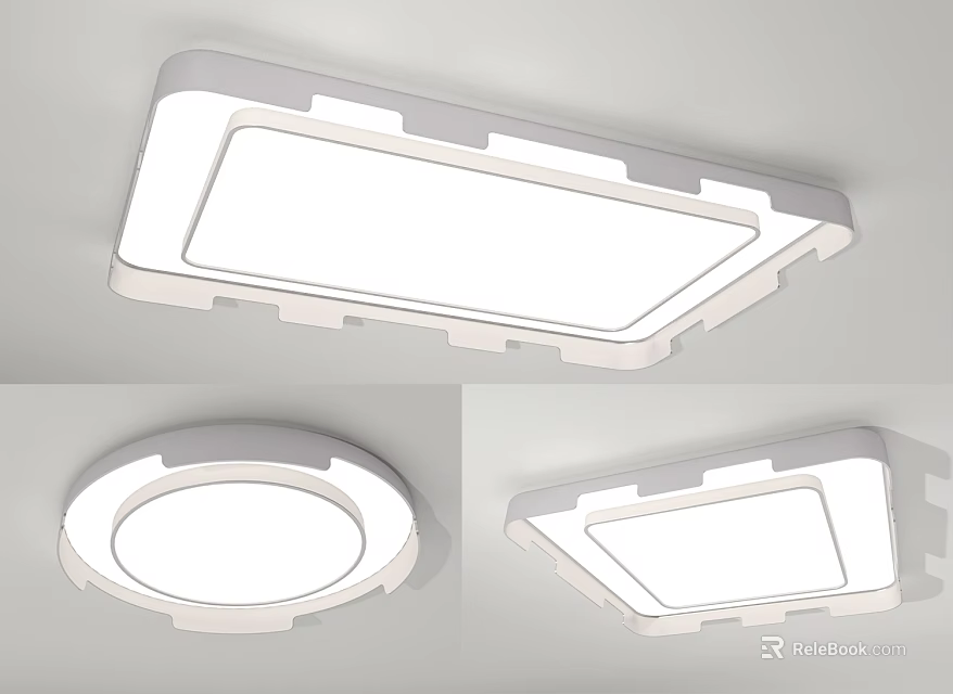 Modern Minimalist Ceiling Lights With Square And Round Shapes Bright Sleek Design 3d model