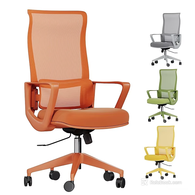 Multi Colored Office Chair With Mesh Back Adjustable Height And Wheeled Base 3d model 